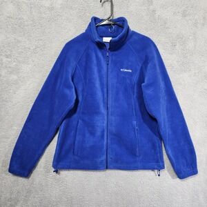 Columbia Fleece Jacket Womans XL Blue Full‎ Zip Outdoor Y2K Layering Hiking Camp